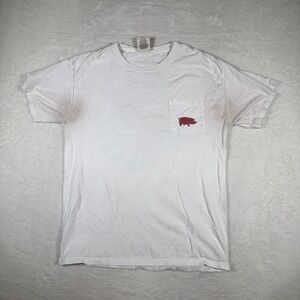 COMFORT WASH White Pig Pocket Graphic T Shirt Mens Medium U S A Grown Cotton